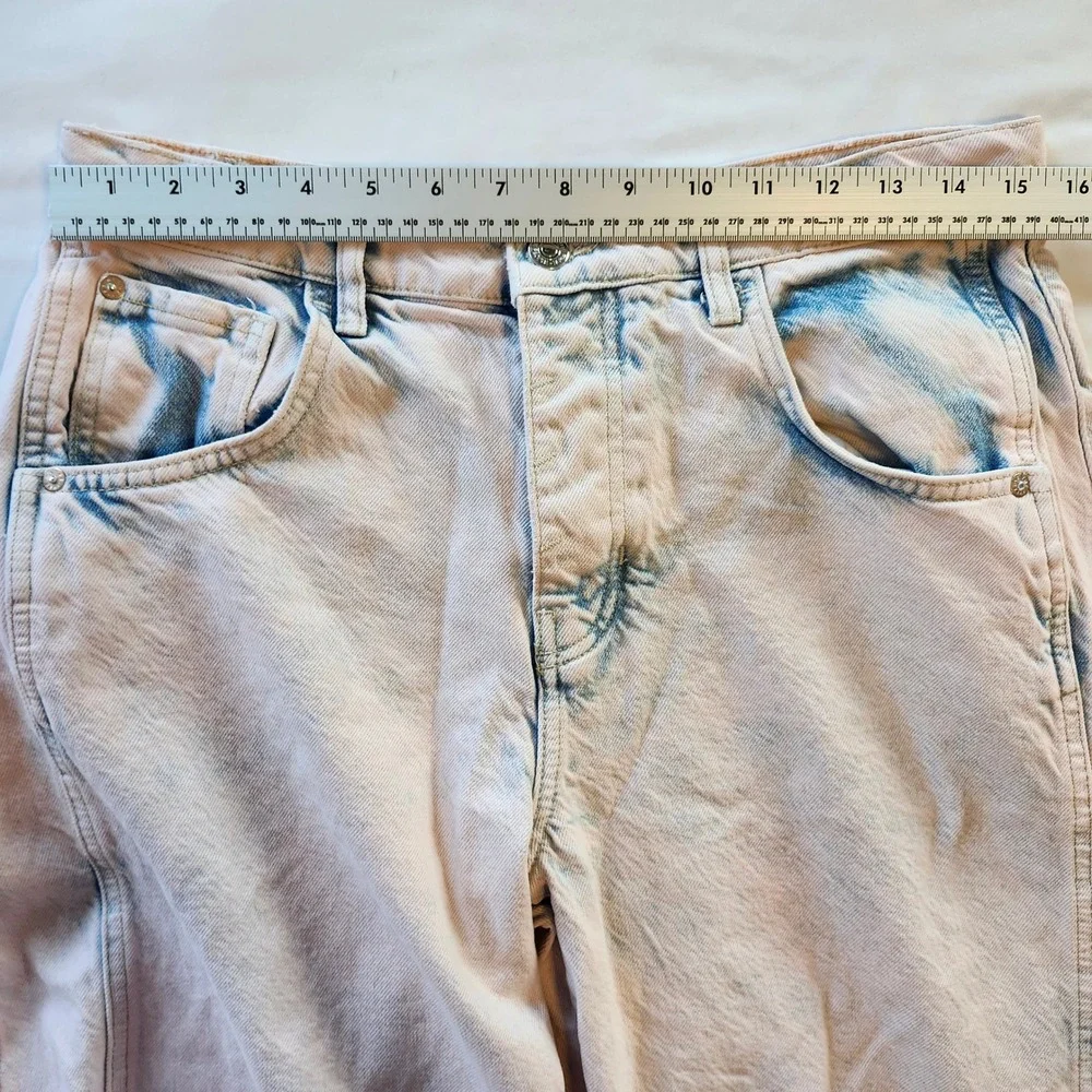 We The Free Lucky You Mid Rise Barrel Jeans Pink Blue Acid Wash Women's 29 Short - Picture 10 of 11